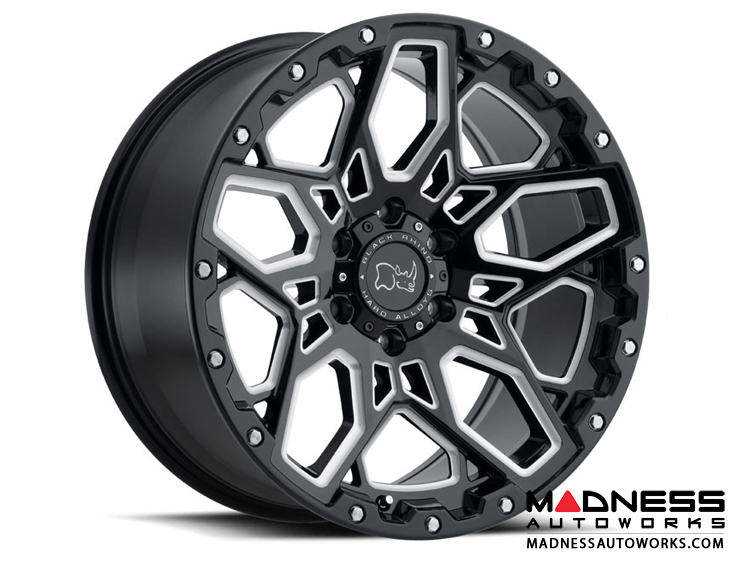 Jeep Custom Wheels (1) - Black Rhino - 20 x 9.5 - Shrapnel - Gloss Black w/ Milled Spokes